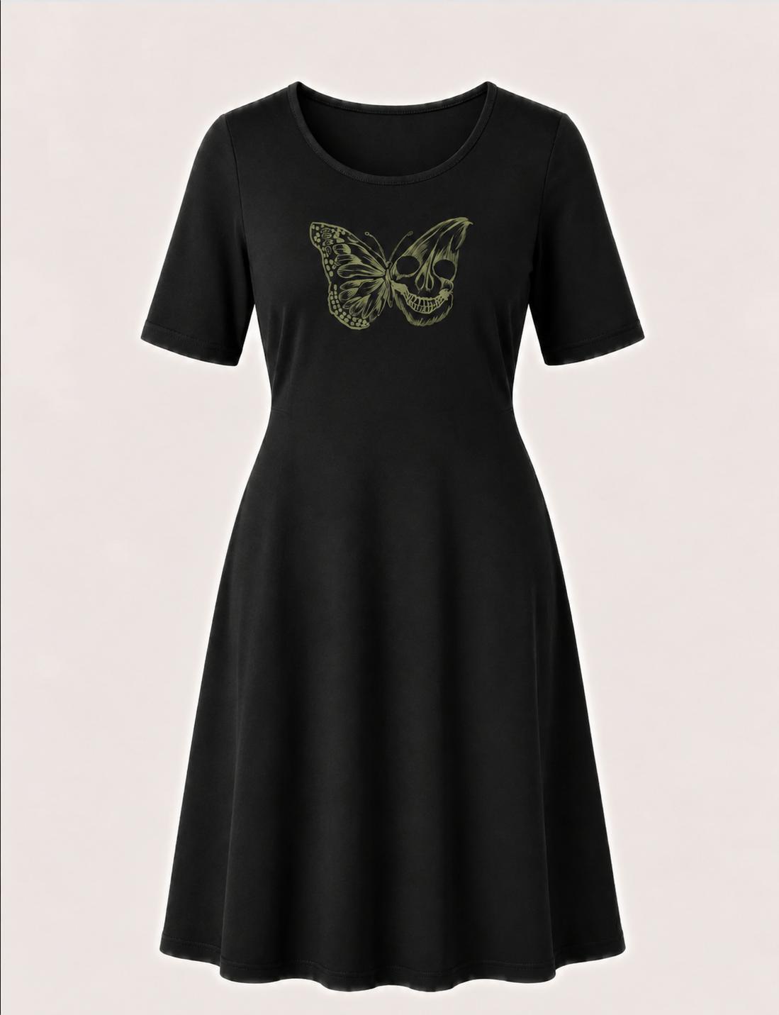 Butterfly Skull Dress – Black